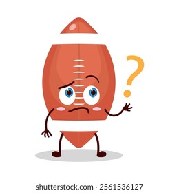 cute curious expression of rugby ball cartoon character
