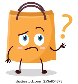 cute curious expression of shopping bag character