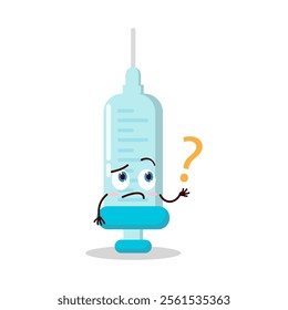 cute curious expression of syringe cartoon character
