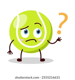 cute curious expression of tennis ball character