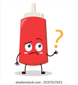 cute curious expression of tomato sauce bottle character