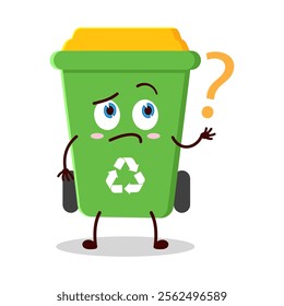 cute curious expression of trash bin cartoon character
