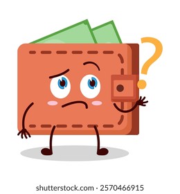 cute curious expression of wallet cartoon character
