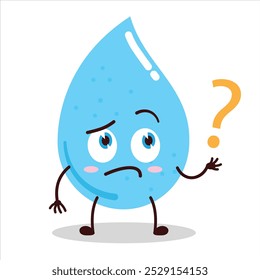 cute curious expression of water drop cartoon character