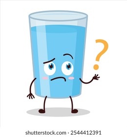 cute curious expression of water in glass cartoon character