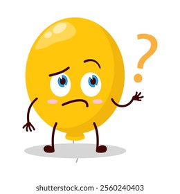 cute curious expression of yellow balloon cartoon character
