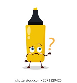 cute curious expression of yellow highlighter cartoon character
