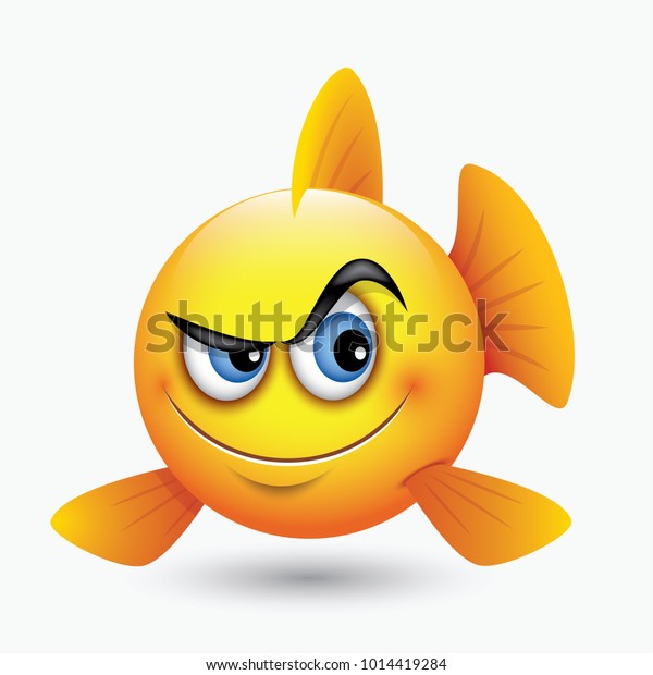 Cute Curious Fish Emoticon Emoji Smiley Stock Vector (Royalty Free ...