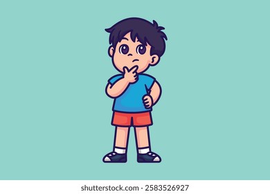 Cute curious kid cartoon character