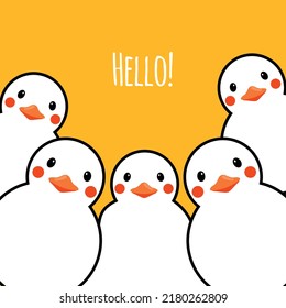 Cute curious little chicks popping up illustration 
