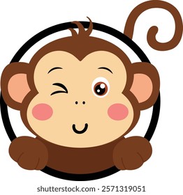 Cute curious monkey peeking out
