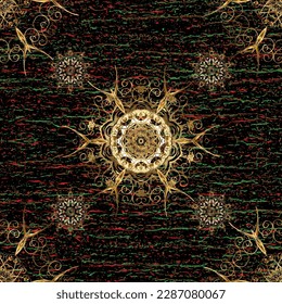 In süßem Stil. Nahtlose Muster im orientalischen Stil. Stadtmuster für Textilien und Gewebe. Ornate Blumenschmuck. Illustration in den Farben Grün, Schwarz und Braun. Vektorgrafik.