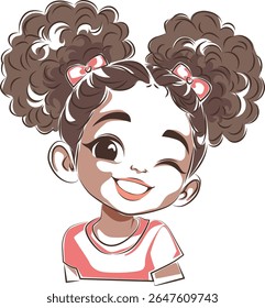 cute curly afro girl doodle style