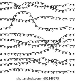 Cute curly Hand drawn seamless pattern. Endless ornament with black ink doodles on white backdrop. Handdrawn stylish background for fabric, wrapping, packaging paper, wallpaper