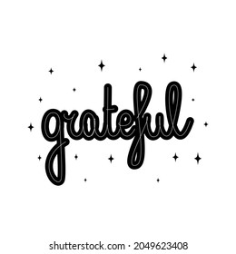 cute cursive hand drawn lettering grateful word vector illustration 