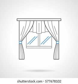 Cute curtains for home. Flat line style icon
