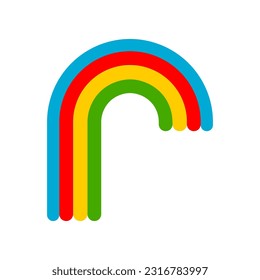 Cute curve rainbow doodle icon vector design