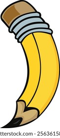 Cute curved yellow pencil vector, for icon, emblem or logo related to pencil theme