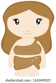 Cute curvy cavewoman character.  Part of my Chibi Folk set - Matching characters available.  Transparent background in EPS file.  White background in jpeg file.