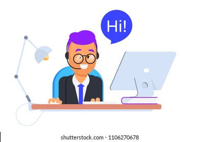 Cute customer support agent illustration 