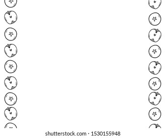 Cute cut in half apples natural drawn seamless pattern. Cartoon style decoration background texture tile. Space for text