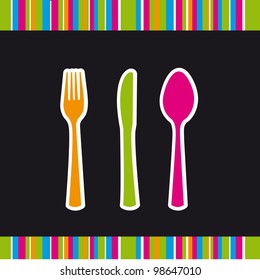 cute cutlery isolated over black background. vector illustration