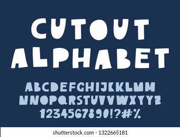 Cute cutout alphabet. High contrast poster. ABC for kids party, prints, playroom decor, stationary, cards.