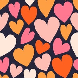 Cute Cutout Hearts Pattern. Vector Romantic Texture With Hearts. Love, Heart - Modern Background