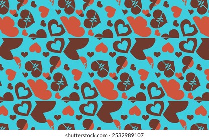 Cute cutout hearts pattern. Vector romantic texture with hearts. Love, heart - modern background