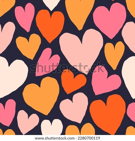Cute cutout hearts pattern. Vector romantic texture with hearts. Love, heart - modern background