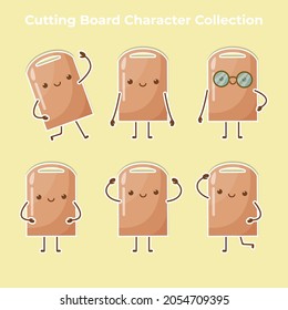 cute cutting board character collection vector