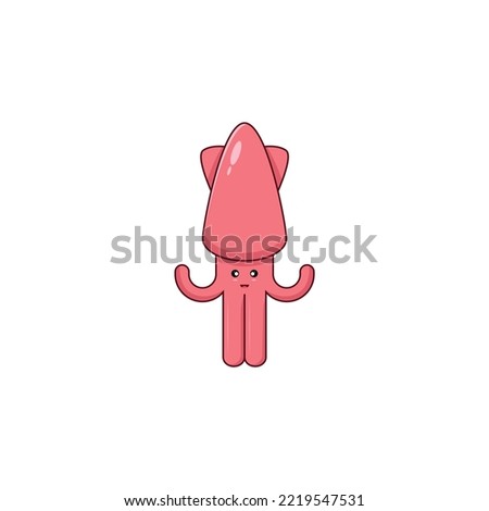 Cute cuttlefish isolated vector graphics