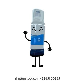 Cute cyan printer ink bottle character vector illustration, cmyk ink, in flat cartoon trendy design style. Spill-resistant ink bottles. ecotank. Editable graphic resources for many purposes.