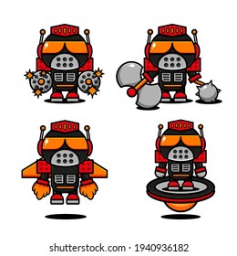 cute cyborg character design themed ready for battle