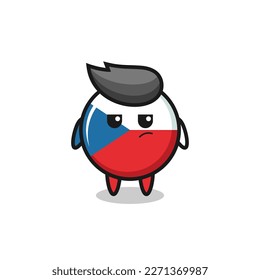 tierno personaje de insignia de la bandera de la república checa con expresión sospechosa, diseño de estilo lindo para camiseta, pegatina, elemento logo