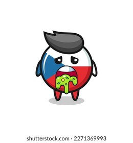 süße tschechische Flaggenmarke mit Puke , süßes Design für T-Shirt, Aufkleber, Logo-Element