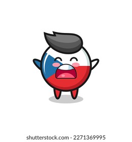linda mascota de la bandera de la república checa con una expresión de bostezo, diseño de estilo lindo para camiseta, pegatina, elemento logo