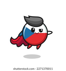 cute czech republic flag badge superhero character is flying , cute style design for t shirt, sticker, logo element