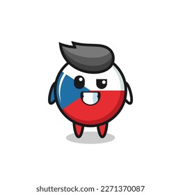 cute czech republic flag badge mascot with an optimistic face , cute style design for t shirt, sticker, logo element