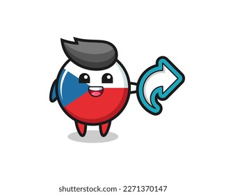 cute czech republic flag badge hold social media share symbol , cute style design for t shirt, sticker, logo element