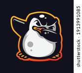 Cute Dab Penguin Mascot Logo Vector Design