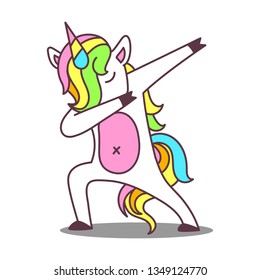 cute dab unicorn cartoon isolated vector