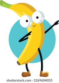 
Cute Dabbing Banana Feeling Cheerful Vector Cartoon Mascot. Happy fruit character doing festive dance moves celebrating  
