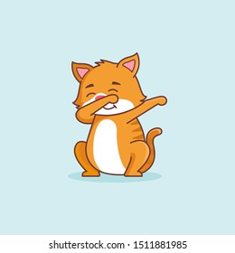 Cute dabbing cat illustration, animal pet vector