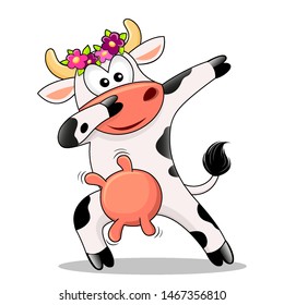 Cute dabbing cow isolated on whute background. Symbol of Chinese New Year 2021