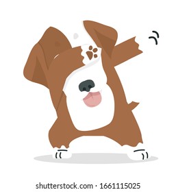 Cute dabbing Dog cool cartoon vector