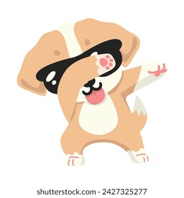 Cute dabbing Dog cool cartoon flat