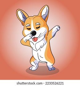 Cute 
Dabbing Dog illustration Vector