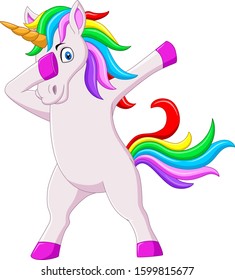 Cute dabbing horse unicorn cartoon dancing