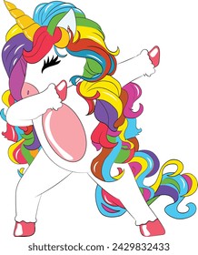 Cute Dabbing Unicorn. Awesome Dab Unicorn rainbow colors doing the dab dance. svg